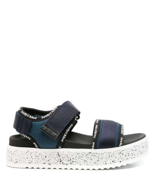 See By Chloé Blue Pipper 45mm Flatform Sandals