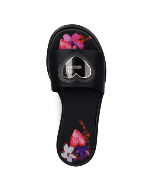Love Moschino White Heart-Plaque Sandals