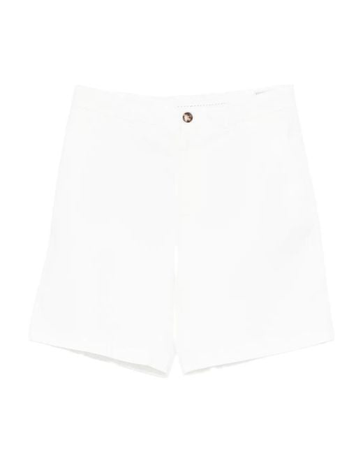 Brunello Cucinelli ショートパンツ Brunello Cucinelli メンズ ホワイト ボタン ショートパンツ 【公式通販】