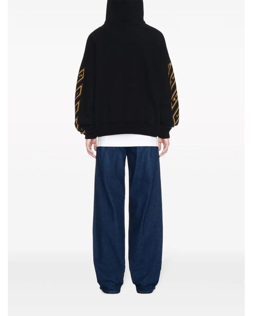Off-White c/o Virgil Abloh Black Graphic-Print Organic Cotton Drawstring Hoodie for men