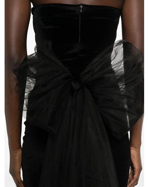 Atu Body Couture Black Bow-detail Velvet Midi Dress