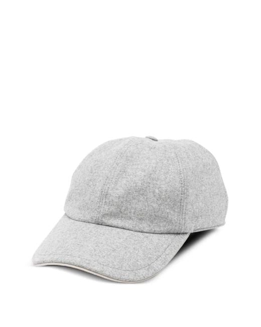 Eleventy White Curved-Peak Wool Baseball Cap for men