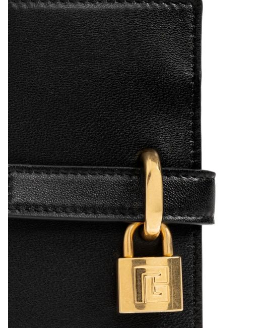 Balmain Black Padlock-Detail Calf Leather Wallet