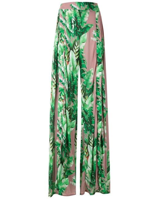 Amir Slama Green Graphic-Print Wide-Leg Trousers
