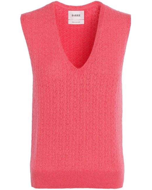 Barrie Pink V-Neck Cashmere Top