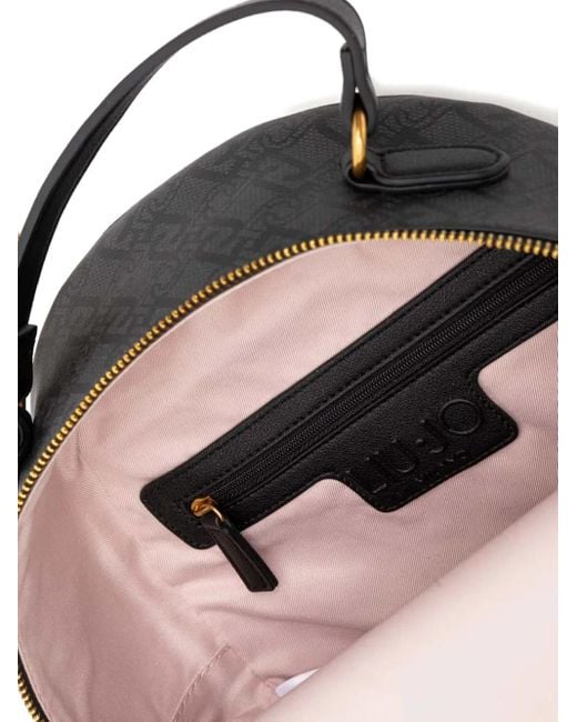 Liu Jo Black Monogram-Print Backpack