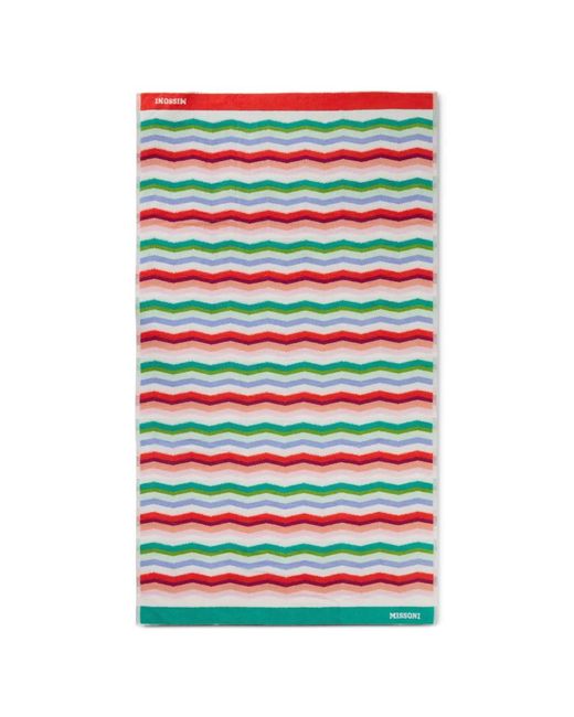 Missoni White Chevron-Pattern Cotton Beach Towel