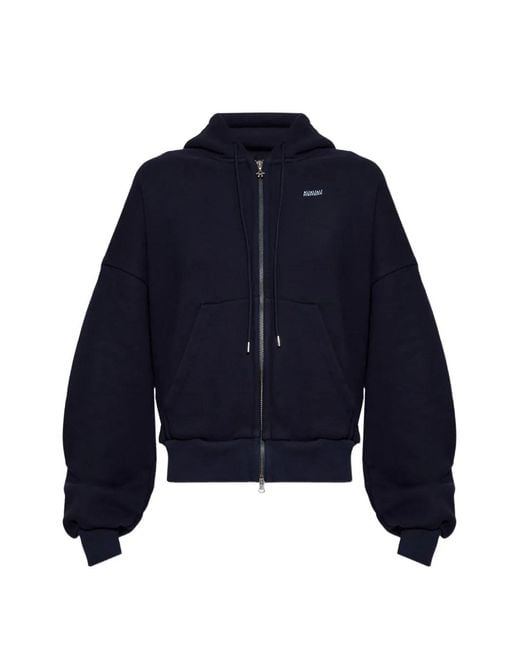AVAVAV Blue Logo-Embroidered Zip-Up Hoodie