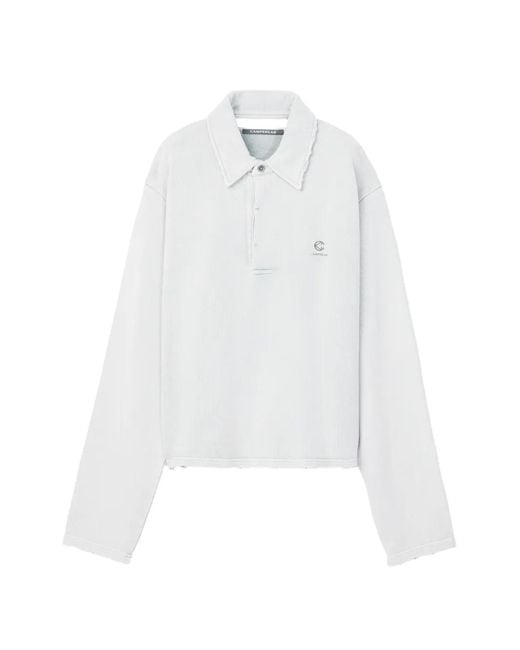 CAMPERLAB White Frayed Collar Sweatshirt