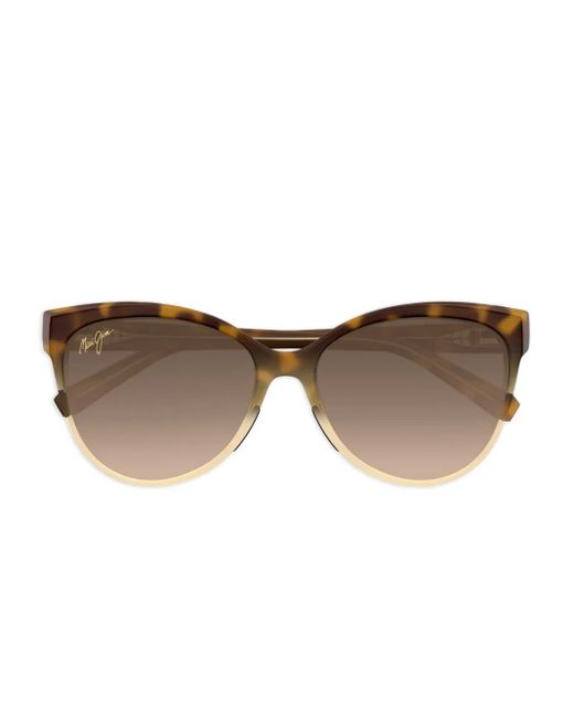 Maui Jim Olu'Olu Zonnebril Met Cat-Eye Montuur En Schildpadschild-Design in het Brown