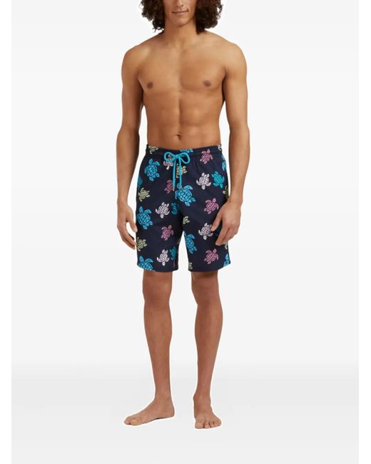 Vilebrequin Blue Turtle-Pattern Swim Shorts for men