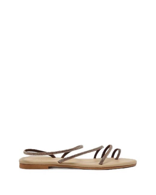Mc2 Saint Barth White Ring Strass-Embellished Wrap-Around Flat Sandals