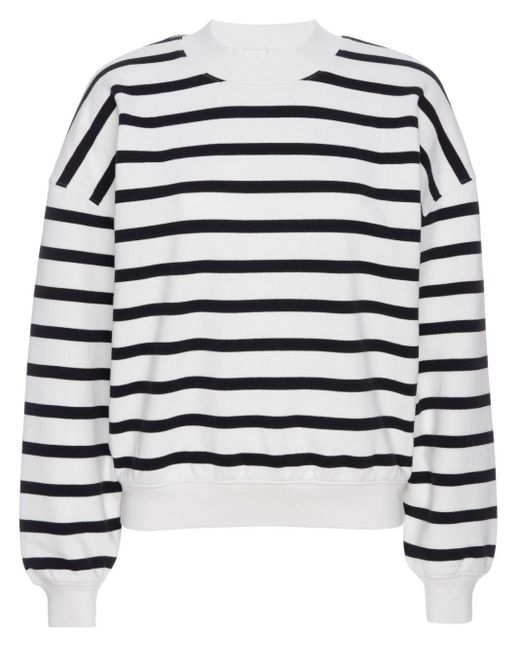 FRAME White Striped Mock-neck Sweatshirt