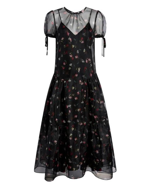 Cinq À Sept Black Kleid mit Puffärmeln