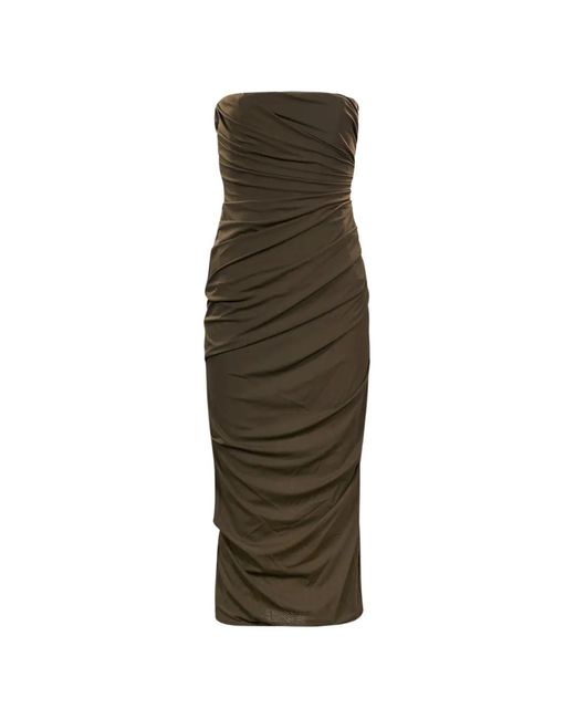 Alex Perry Green Ruched Strapless Dress