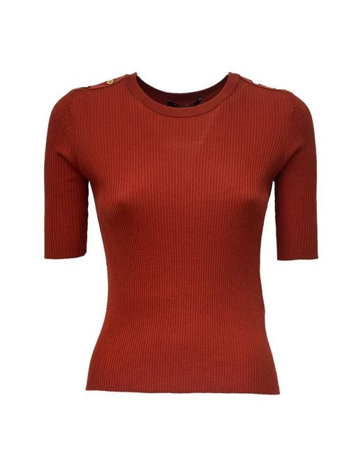 Max Mara Red Riviera Button-Detail Sweater