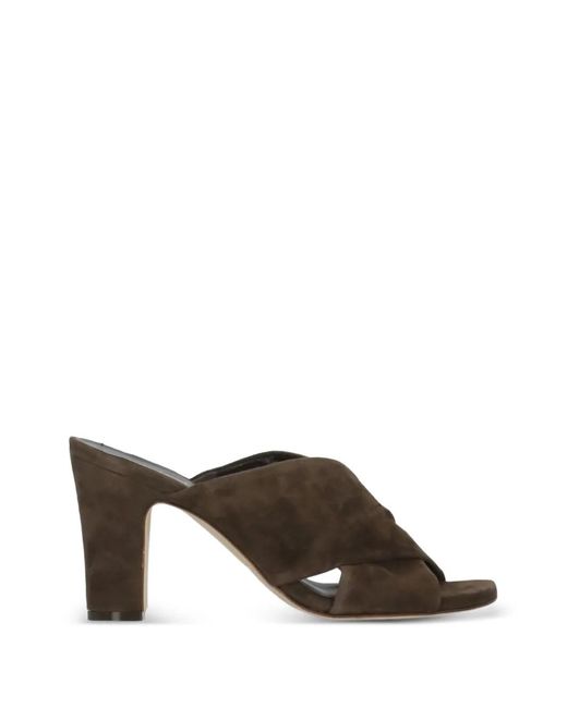 Julie Dee Brown Suede Crossover Sandals