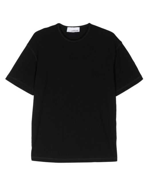 Costumein Black Short-sleeve Linen T-shirt for men
