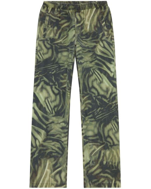 DIESEL Green P-gold-zebra Straight-leg Trousers for men