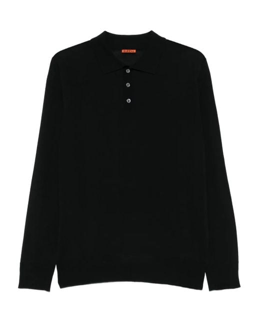 Barena Black Long-Sleeve Polo Shirt for men