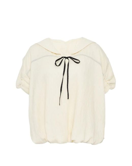 Renli Su White Bow-Detail Balloon Blouse