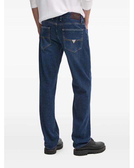 Guess Blue Logo-Patch Jeans for men