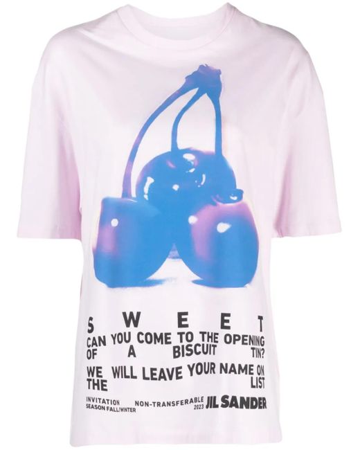 Jil Sander Blue Graphic-Print Cotton T-Shirt