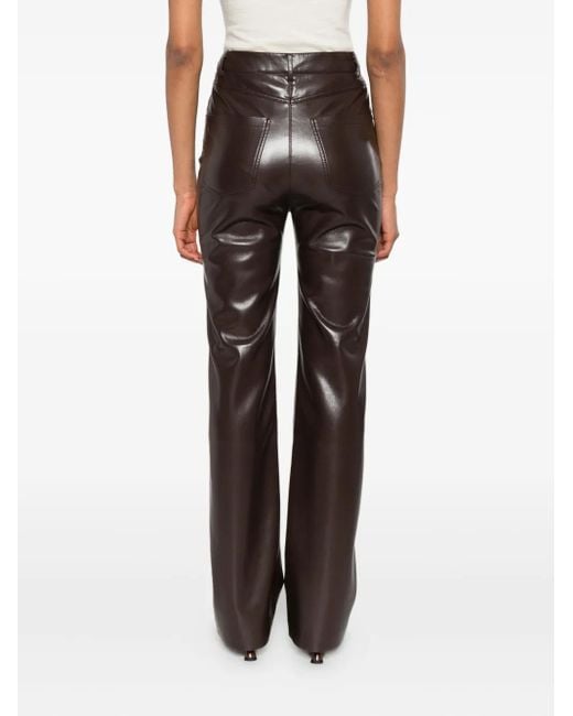 Nanushka Gray Five-Pocket Leather Trousers