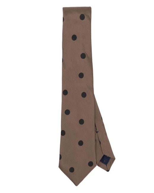 Paul Smith Brown Polka-dot Silk Tie for men