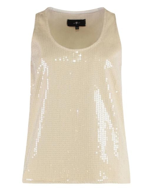 7 For All Mankind Natural Sequin-Embellishment Thank Top
