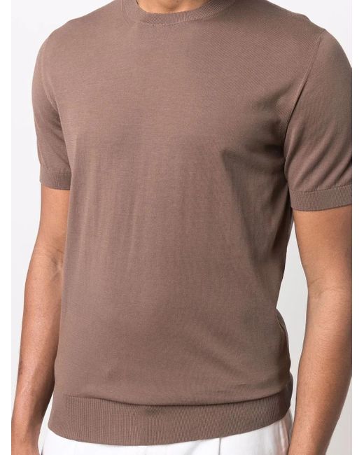 Mauro Ottaviani Brown Round Neck T-Shirt for men