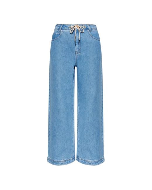 Munthe Blue Obey Drawstring Wide-Leg Jeans