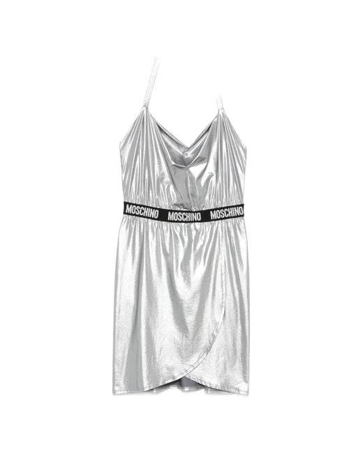Moschino White Logo-Waistband Wrap-Skirt Dress
