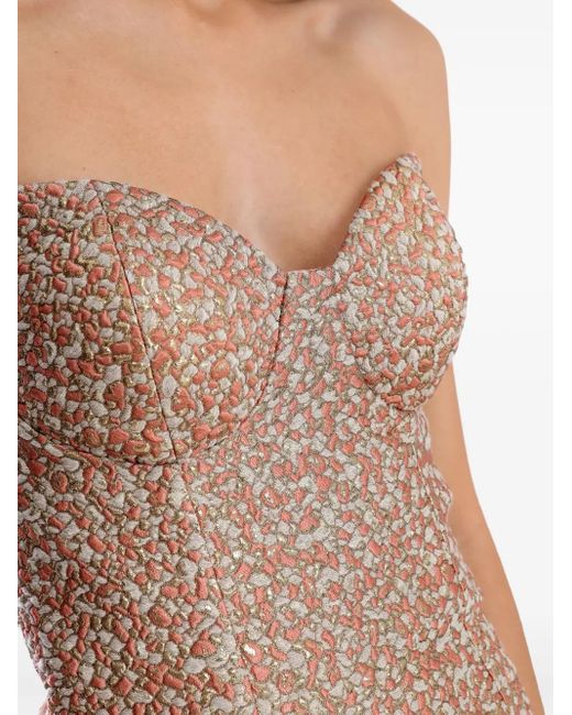 Olympiah Natural Strapless Jacquard Trumpet Dress