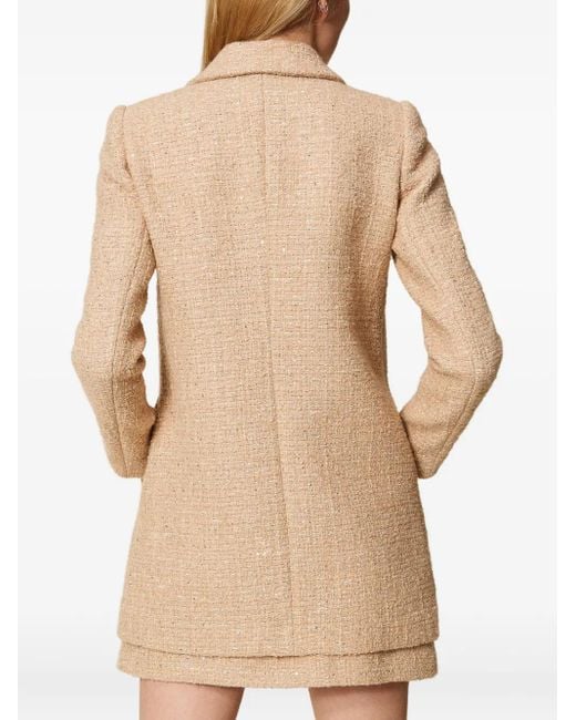 Twinset Natural Sequin-Embellished Bouclé Coat