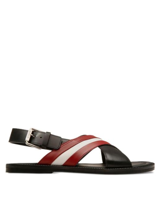 Bally Brown Crossover Leather Sandals for men