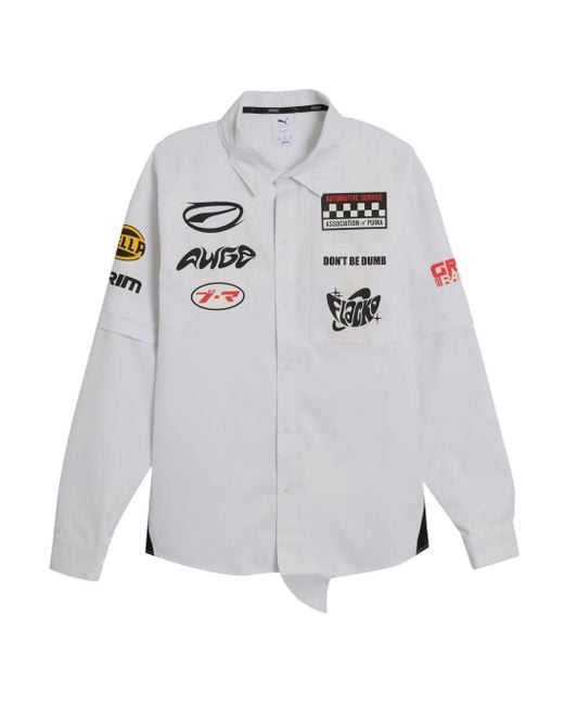 PUMA Gray X A$Ap Rocky Layered Pit Crew Button-Down Shirt for men