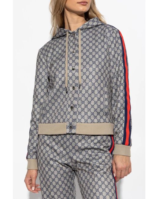 Gucci Gray Hooded Monogram Jacket
