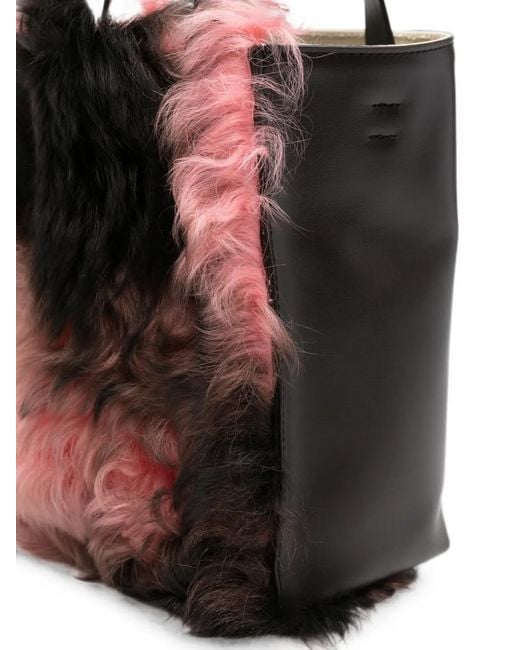 Marni Black Museo Soft Shearling Tote Bag