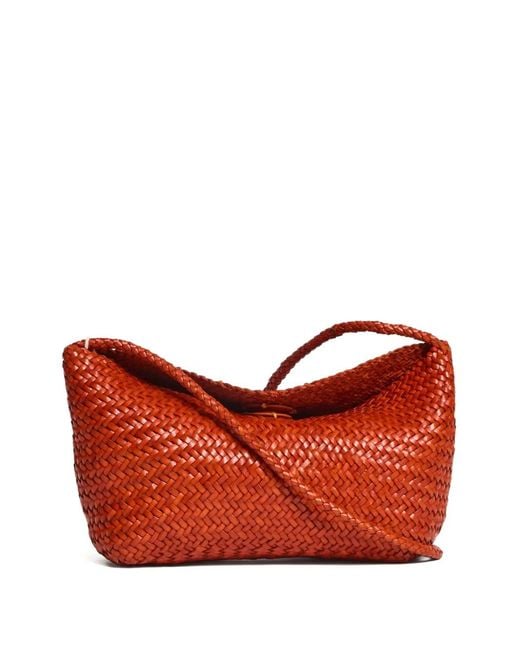 Dragon Diffusion Red Diagonal-Pattern Foldover Shoulder Bag