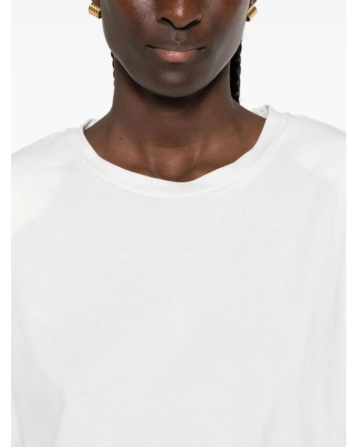 WEILI ZHENG White Padded-Shoulder Short-Sleeve T-Shirt