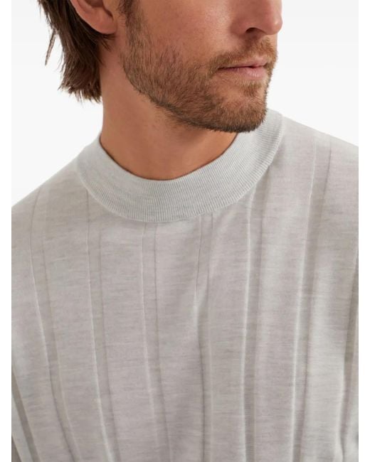 Brunello Cucinelli White Silk And Cashmere Sweater for men