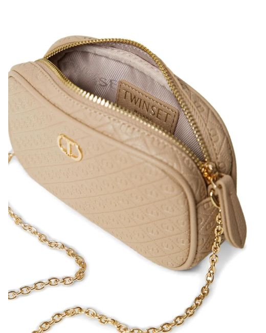 Twinset Natural Mini Quilted Shoulder Bag