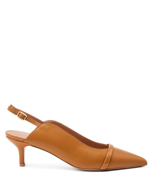 Malone Souliers Brown 45mm Marion Leather Slingback Pumps