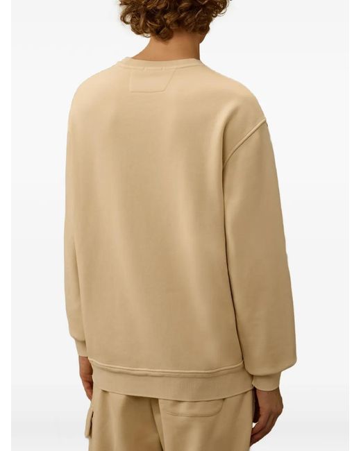 C P Company Natural Logo-Embroidered Crewneck Cotton Sweatshirt for men