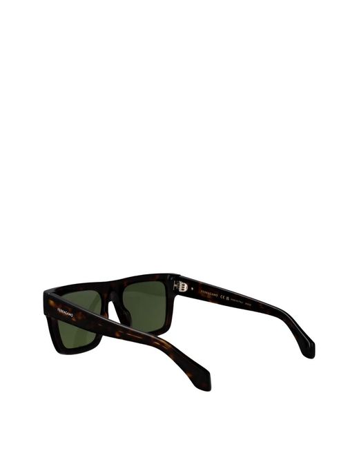 Ferragamo Eyewear Green Tortoiseshell-Effect Rectangle-Frame Sunglasses for men