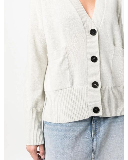 Roberto Collina White V-Neck Merino-Cashmere Cardigan