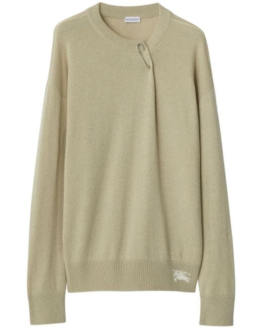 Burberry Green Paperclip-Detail Cashmere Jumper