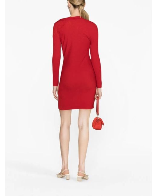 Jacquemus Red Colin Asymmetric Ribbed Wool-blend Mini Dress