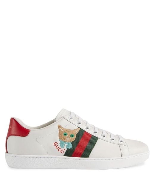 Gucci Ace Sneaker With Cat in White | Lyst UK